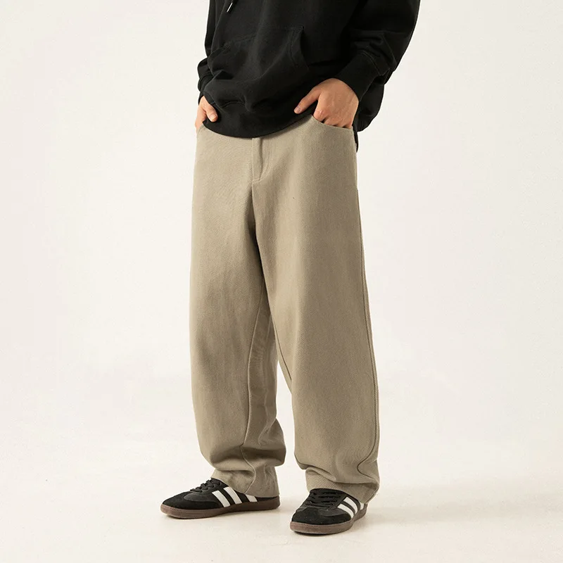 

Мужские повседневные брюки свободного кроя с широкими штанинами, прямого кроя, винтажные, универсальные, для работы, длинные, качественные