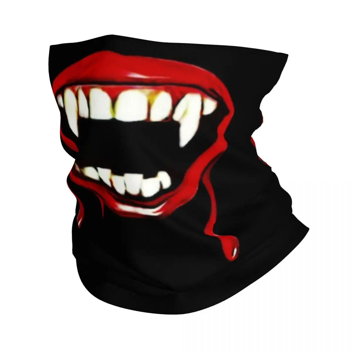 Blood Smile Neck Gaiter Men Women Windproof Winter Horror Vampire Fangs Bandana Scarf for Hiking