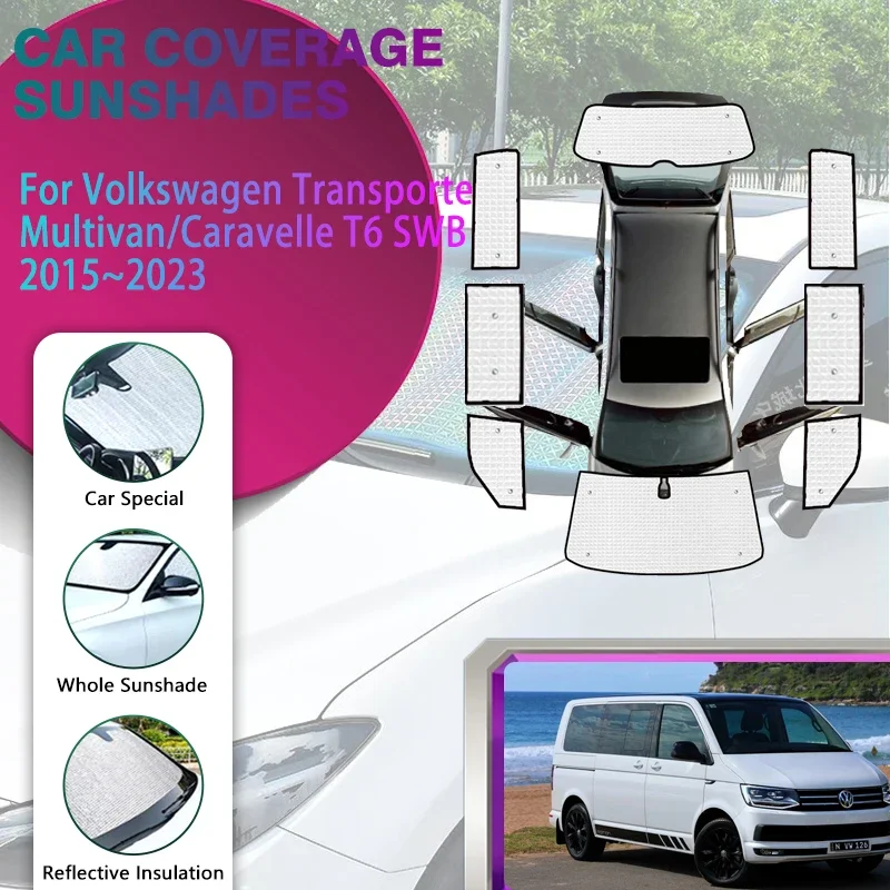 Car Coverage Sunshades For VW Volkswagen Transporter Multivan Caravelle T6 SWB 2015~2023 Car Window Sunshade Covers Accessories