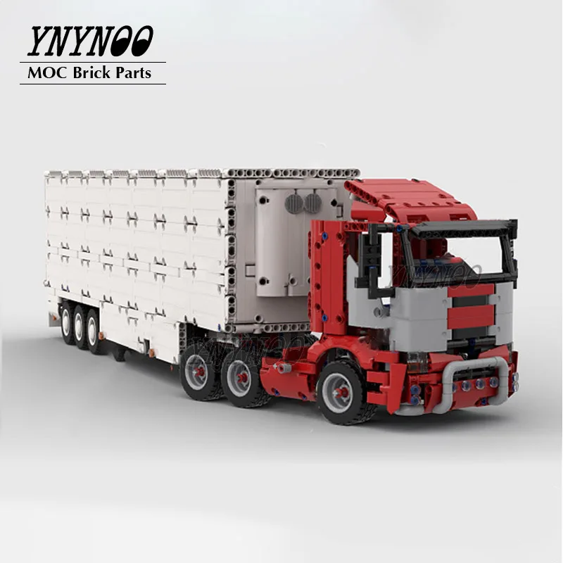 Technical Truck Engineering 6x4 Tractor Unit Semi Trailer Container Modified from 42078 the Mark Anthem MOC Building Blocks Toys