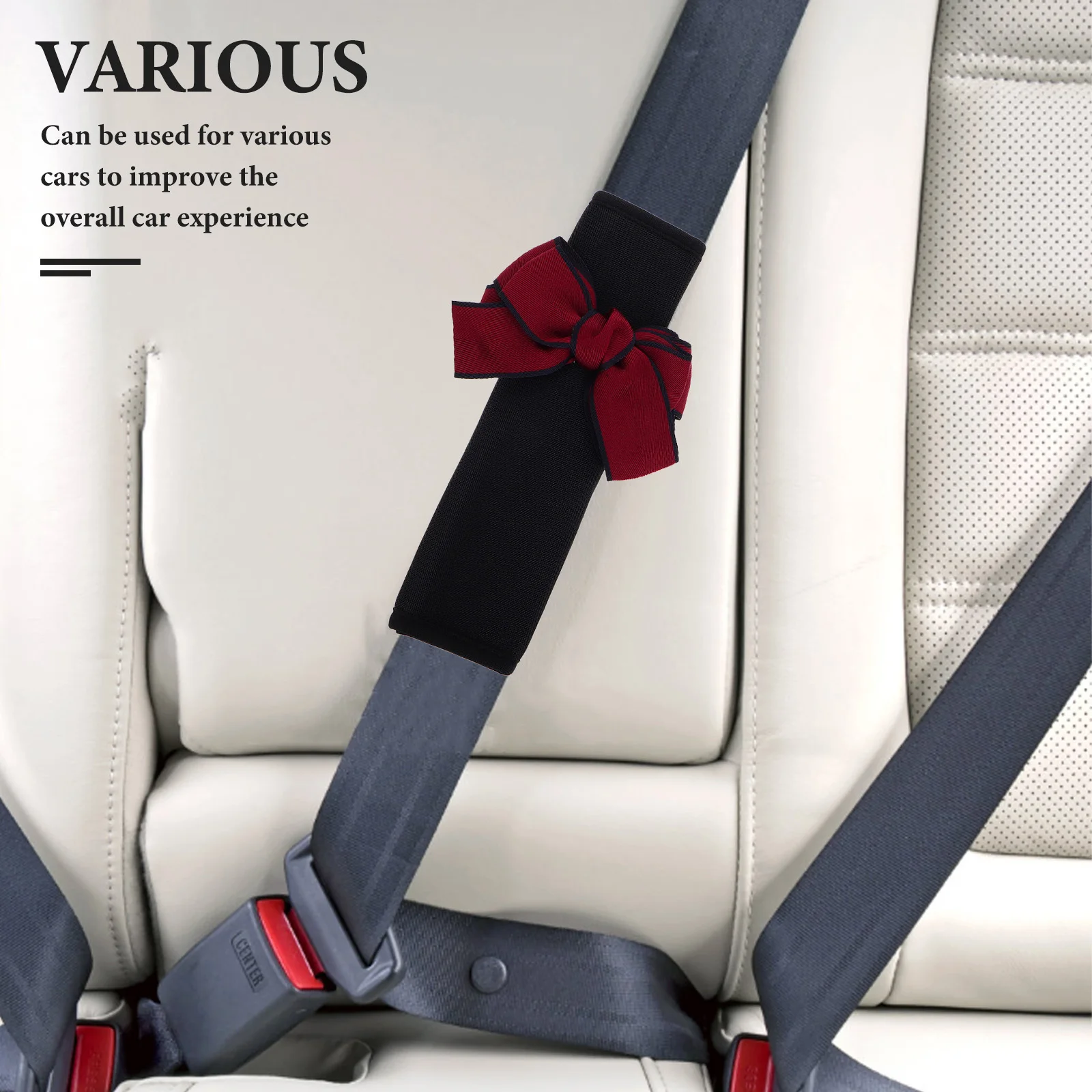 

Car Seat Strap Cover with Fashionable Bow Knot Decor Comfortable Shoulder Pad Protection Universal Fit for Auto Interior