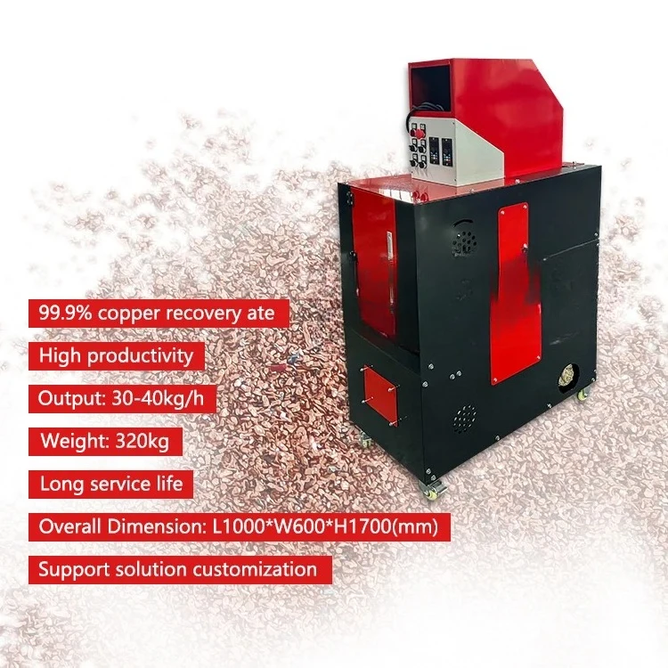 Mini Copper Cable Granulator Machine Automatic Waste Wire Separator Recycling Equipment For Scrap Copper Metal Recovery