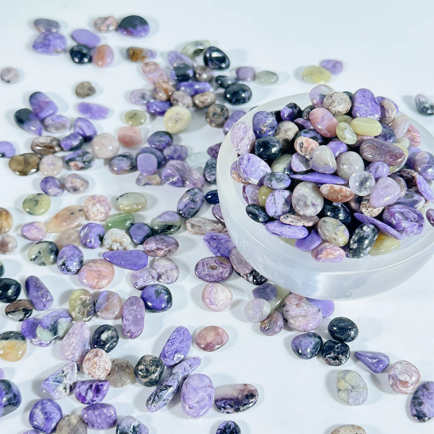 1Bag Natural Charoite Chips,Natural Charoite Cystal,Crystal Gravels Gem Gravel Chip Polished Tumble Stones