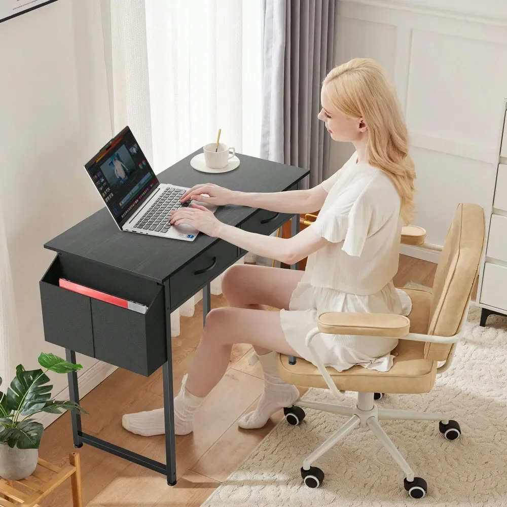 

2Tier Modern Computer Desk W Storage Drawers 32 48 Size Options 3 Colors Black White Rust Brown SpaceSaving Study Desk For Home