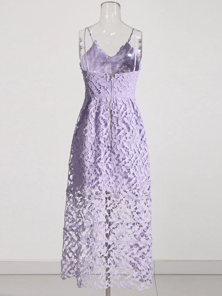 TWOTWINSTYLE Cut Out Sling Dress per le donne scollo a V senza maniche a vita alta solido orlo irregolare abiti Sexy abbigliamento femminile estate