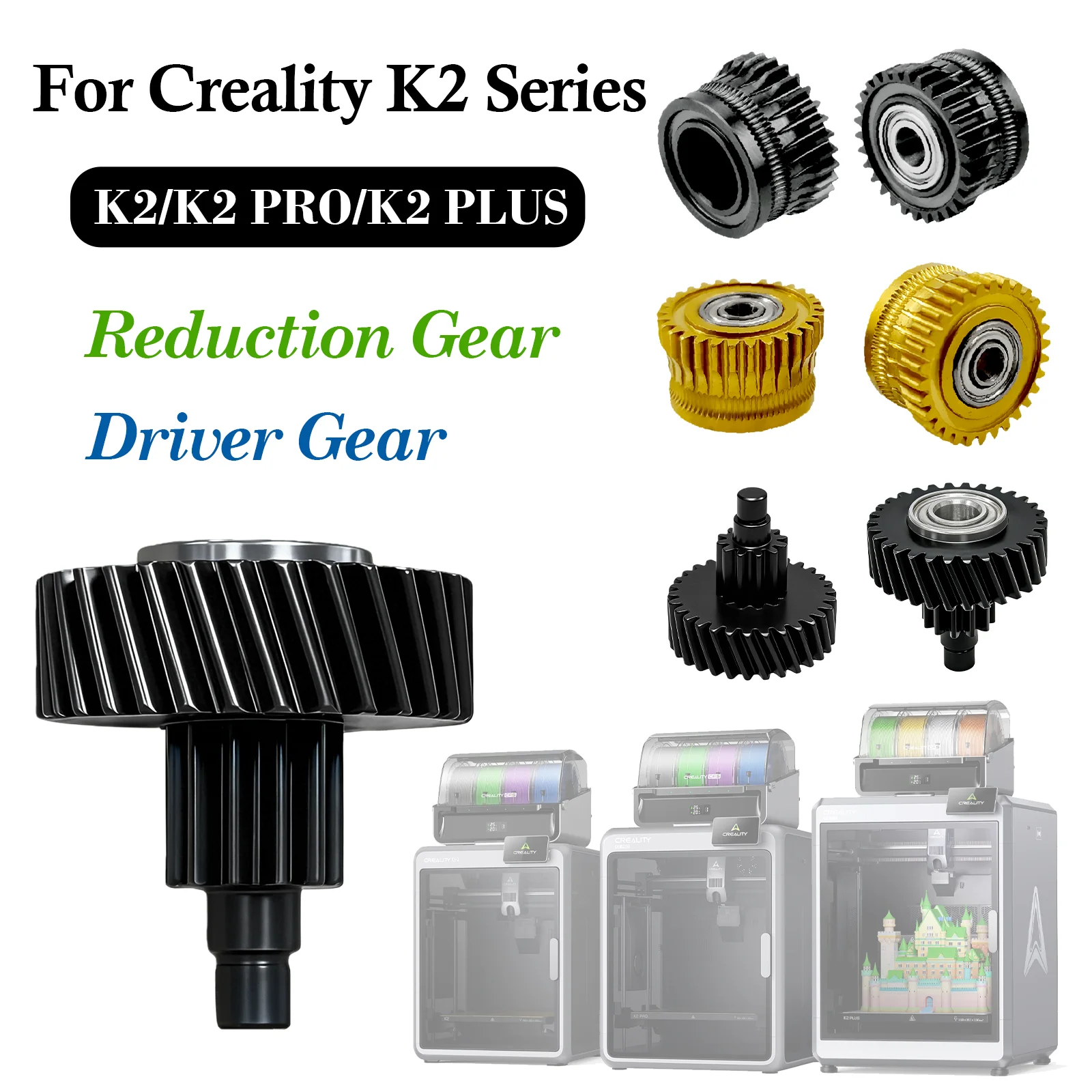 

For Creality K2 Pro/Plus Helical Extruder Gear All-Metal Dual Drive & Reduction Gears | High Precision Durable 3D Printer Parts