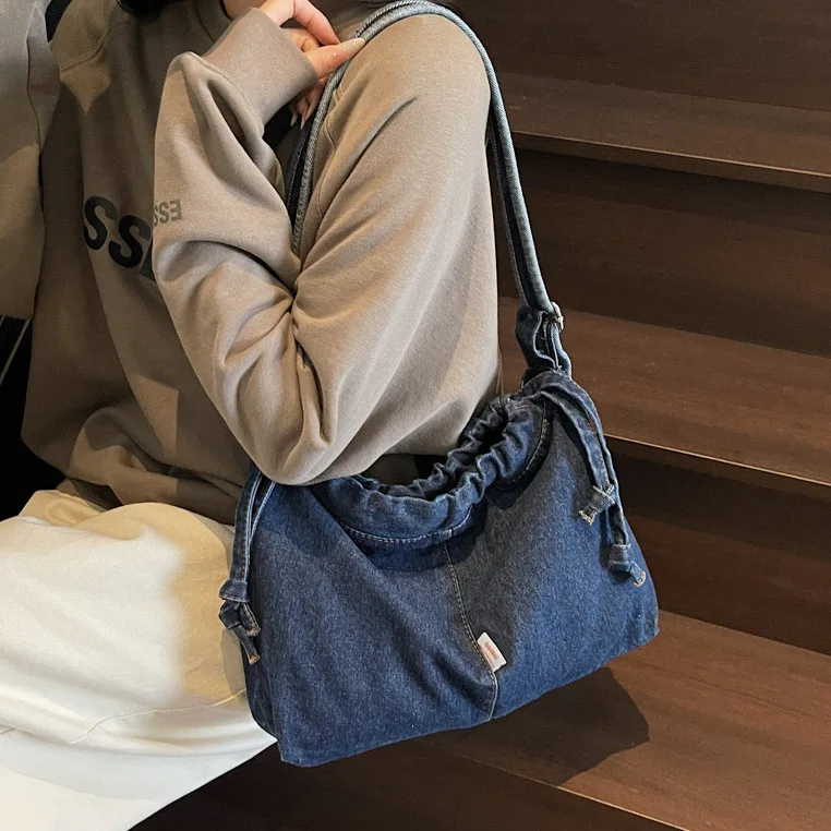 

Women's Shoulder Bag Fashion Hand Bags Denim Canvas Wallet Portable Tote Handbags for Lady Commute Travel