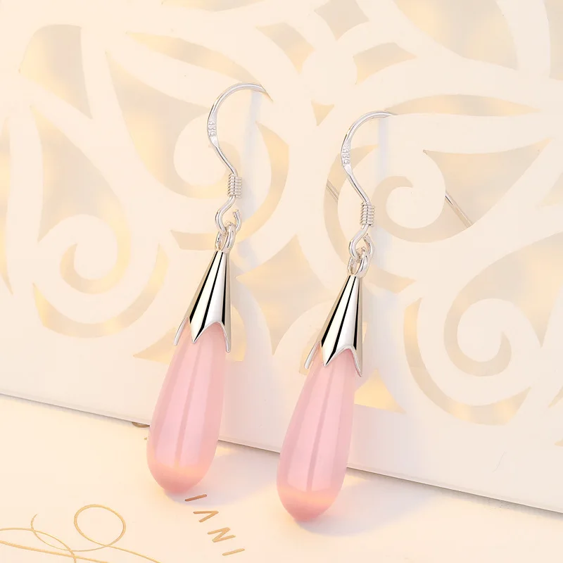 925 Sterling Silver Woman\'s New Jewelry Original Fashion Water Prop Shapes Opal Drop Earrings XY0002