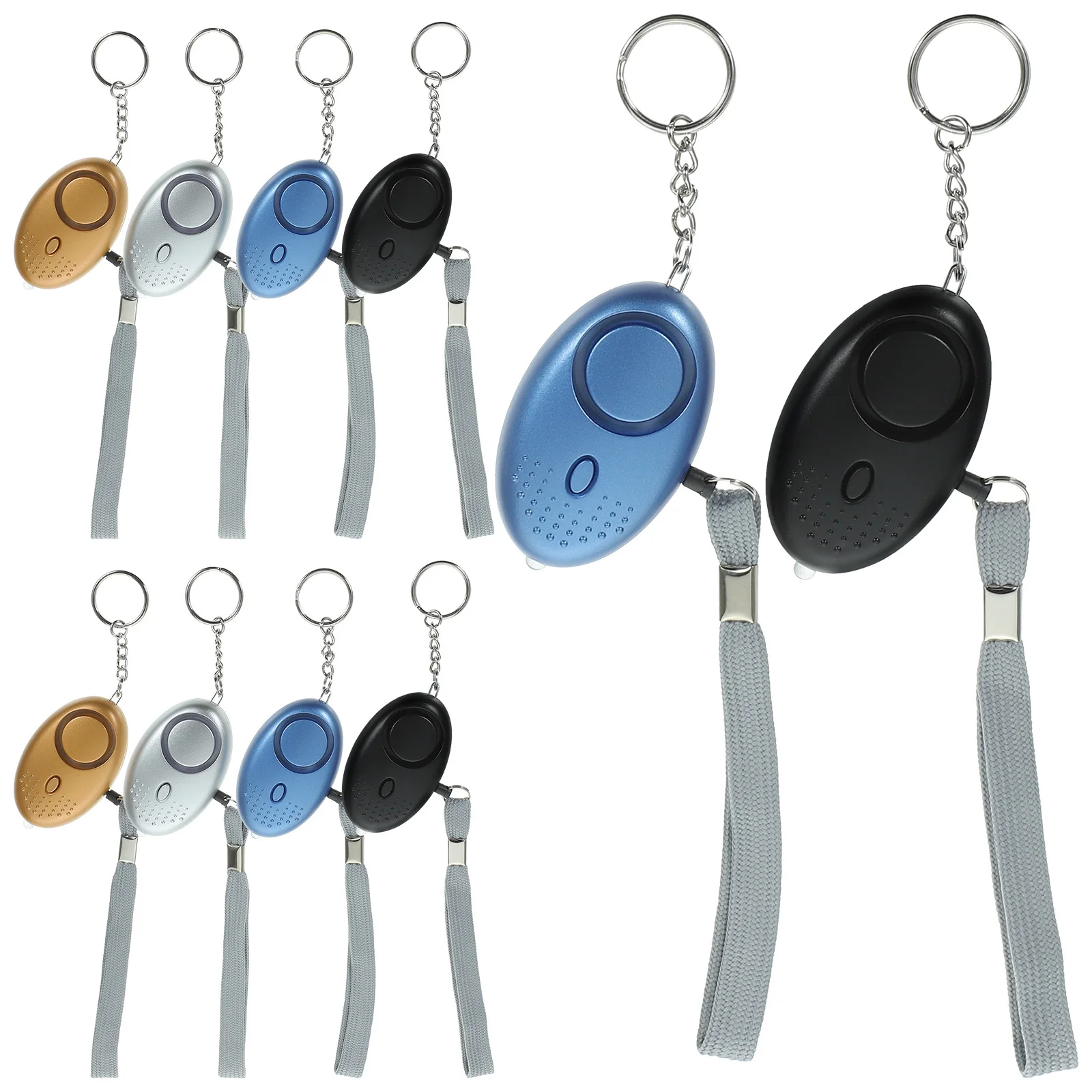 10 stuks persoonlijk veiligheidsalarm sleutelhanger noodalarm 130db luide sirene LED-licht voor buiten hardlopen wandelen kamperen reizen