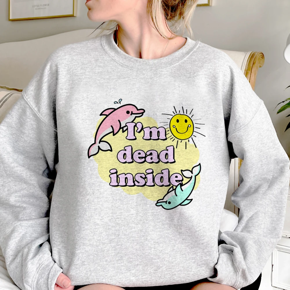 Dead Inside hoodies women vintage Fleece Pullover clothes female anime sweater