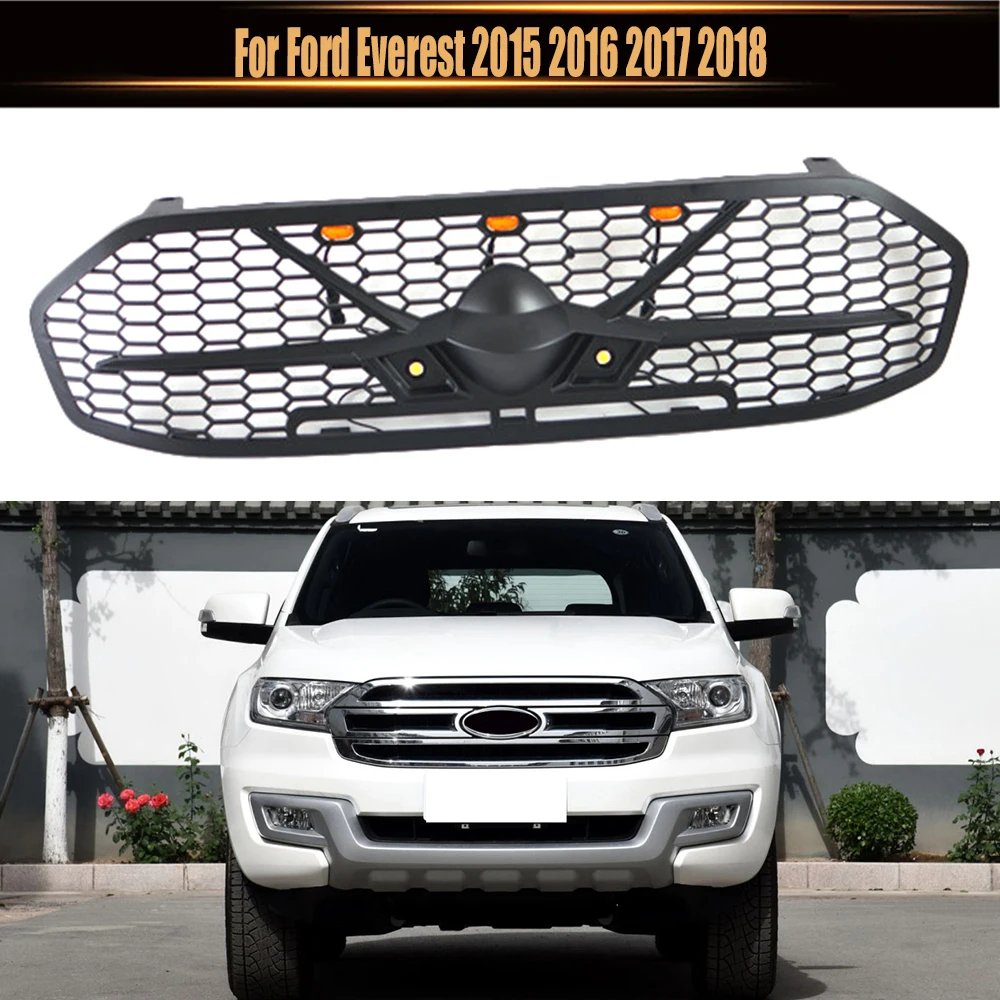 

For Ford Everest 2015 2016 2017 2018 Car Grill Mask Bumper Trims Cover Exterior Auto Accessories ABS Modified Grills Grille Fit