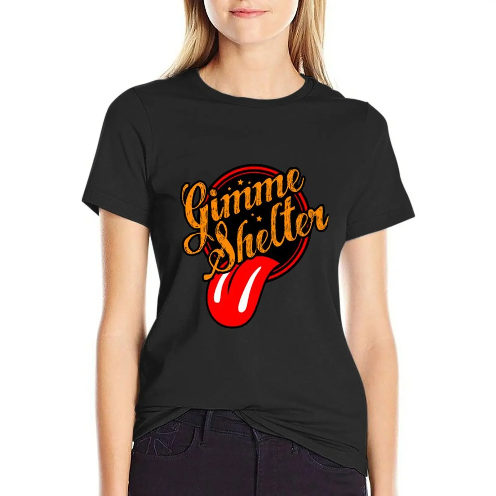 Gimme Stones Shelter T-Shirt Female clothing blacks animal print shirt for girls Women's tee shirt