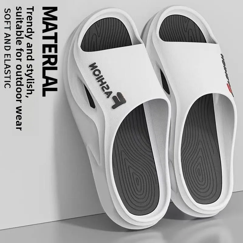 

Men's Soft Bottom Wear-Resistant Slip-On Summer Slippers Indoor Outdoor Anti-Slip Deodorant Flat Sandals Casual PVC Slip-On S...