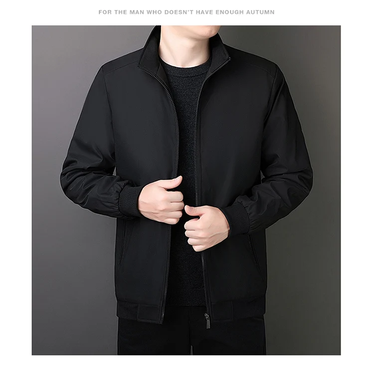 Oversize Fleece Lined Cotton Jacket Men Autumn Winter Thick Warm Business Stand Collar Coat For Middle Aged Fathers Daily Formal