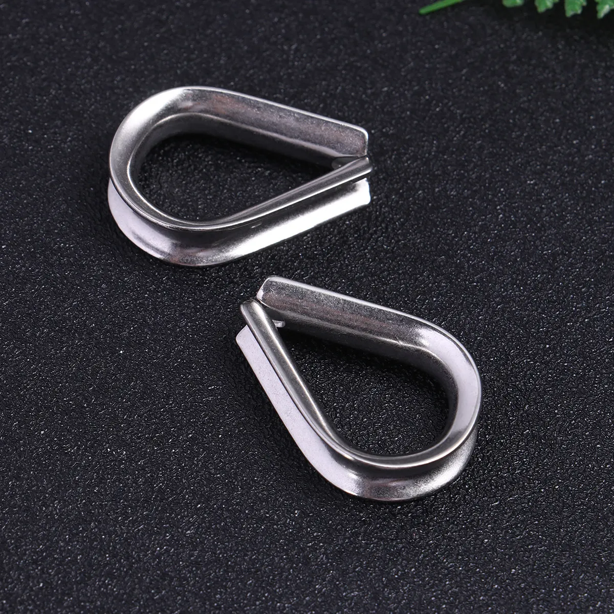 20Pcs Stainless Steel Wire Rope Thimble Corrosion Resistant Steel Cable Clamp Sleeve for Marine Industrial Rigging Wire Rope