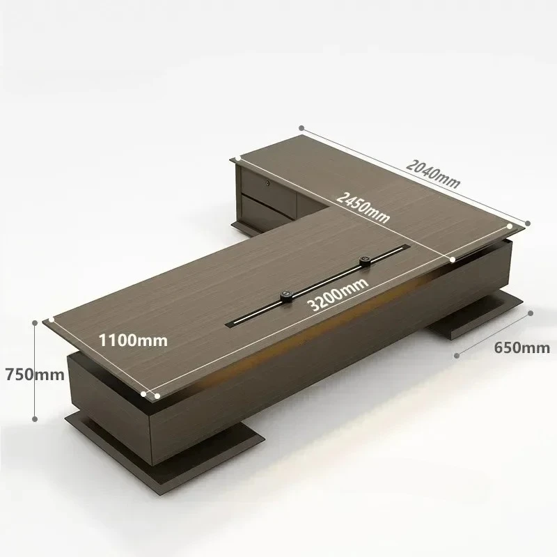 Офисные компьютерные столы для руководителей General Manager. Высококачественный рабочий стол для босса с картотечным шкафом. Роскошный современный набор столов и стульев.