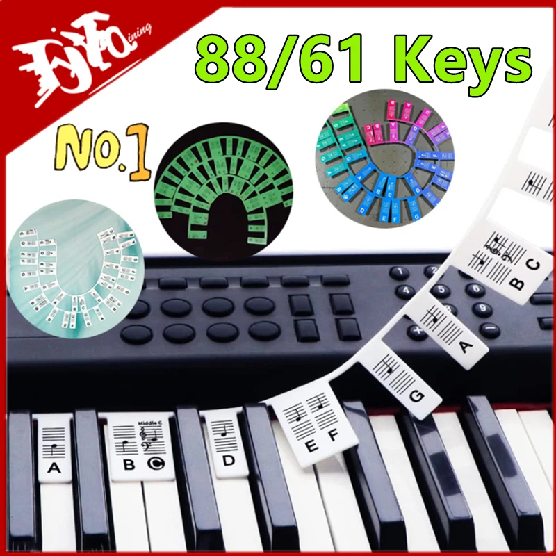 88/61 Keys Reusable Silicone Piano Keyboard Note Labels - Perfect for Kids & Beginners Learning Piano Notes Instrument Accessory