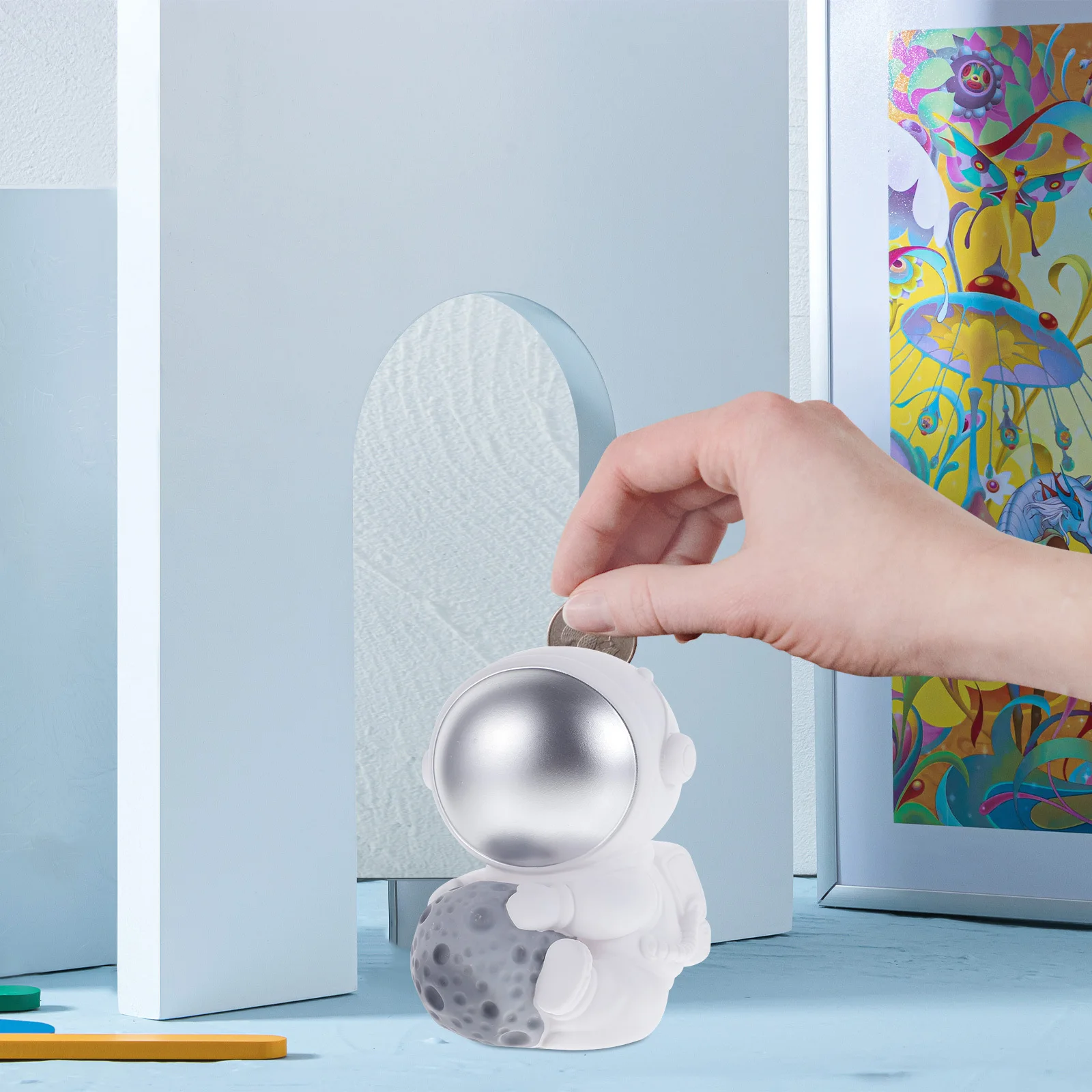 صندوق توفير فينيل جميل لرائد الفضاء على شكل خنزير للأطفال، جرة نقود مزخرفة بسعة كبيرة، هدية زينة لسطح المكتب والمكتب المنزلي