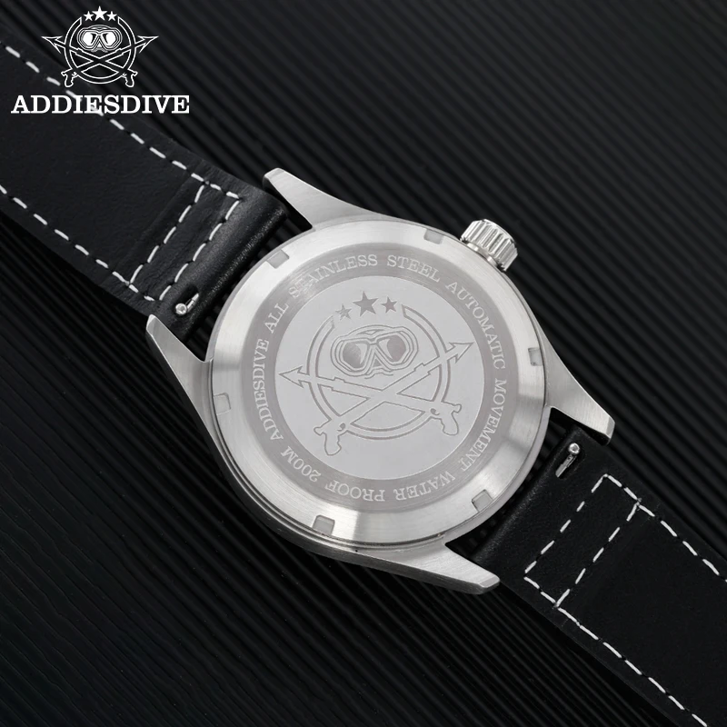ADDIESDIVE Men's Automatic Mechanical Diving Watch 200m Waterproof C3 Ultra Bright Men's Watch Men's Leather Retro Watch AD2519 view 4