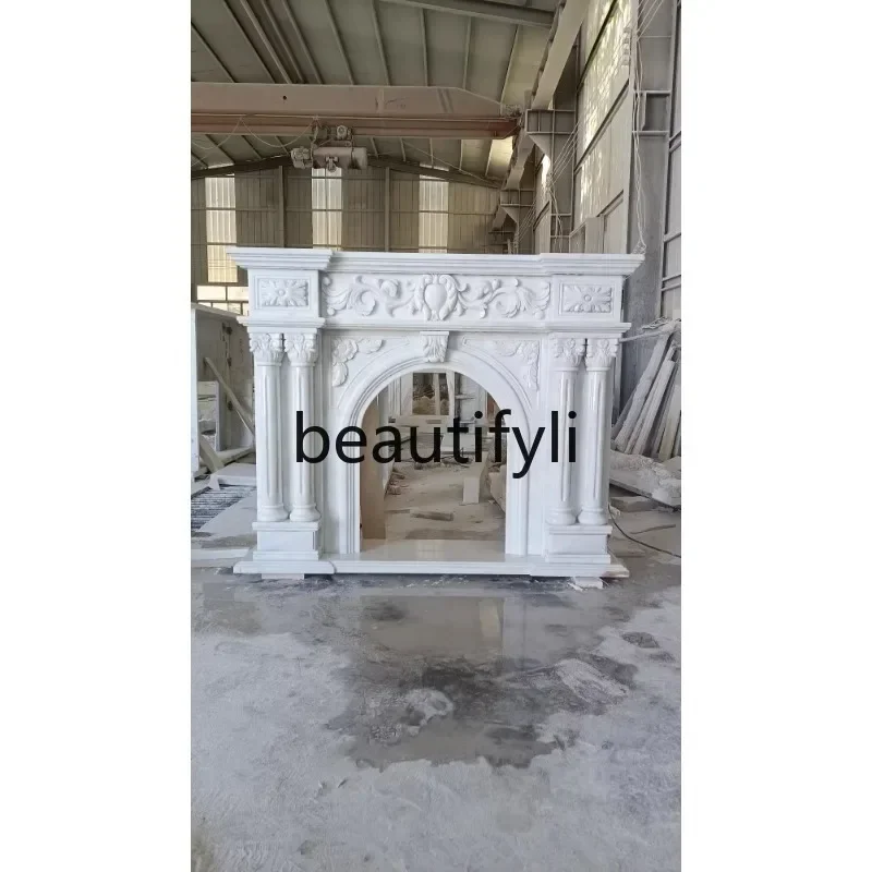 

G Marble fireplace French living room stone fireplace carved natural fireplace decorative cabinet