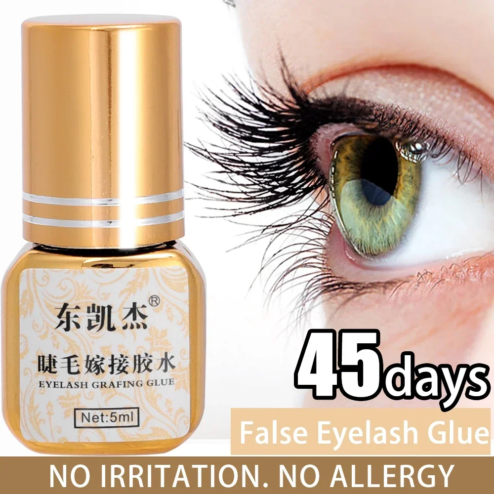 Antiallergischer 5 ml Wimpernverlängerungskleber, wasserdicht, schnell trocknend, schwarzer Pfropf-Wimpernkleber, 45 Tage langlebig, fest, Wimpernkleber, Make-up