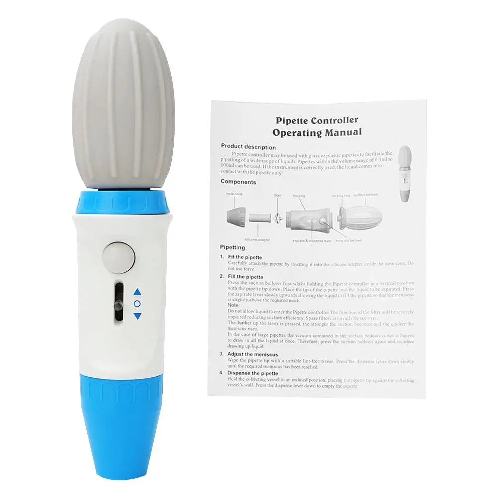 

100ml Liquid Handling Quantitative Manual Pipette Controller with Ball Suction Pump and 0.45um Filter, Replaceable