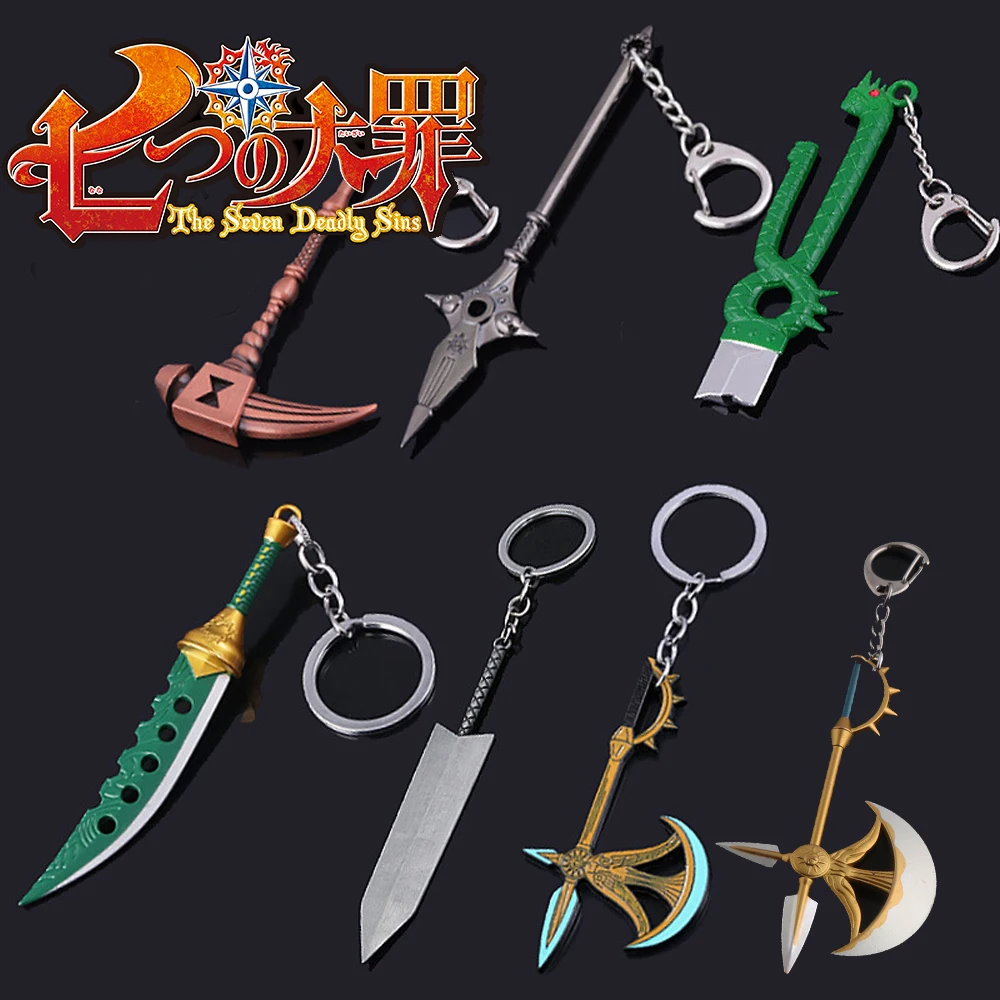 LLavero de Anime Deadlys Seven Sins Escanor Rhitta Nanatsu no Taizai hacha abridor de botellas colgante llavero para hombres y mujeres joyería de regalo