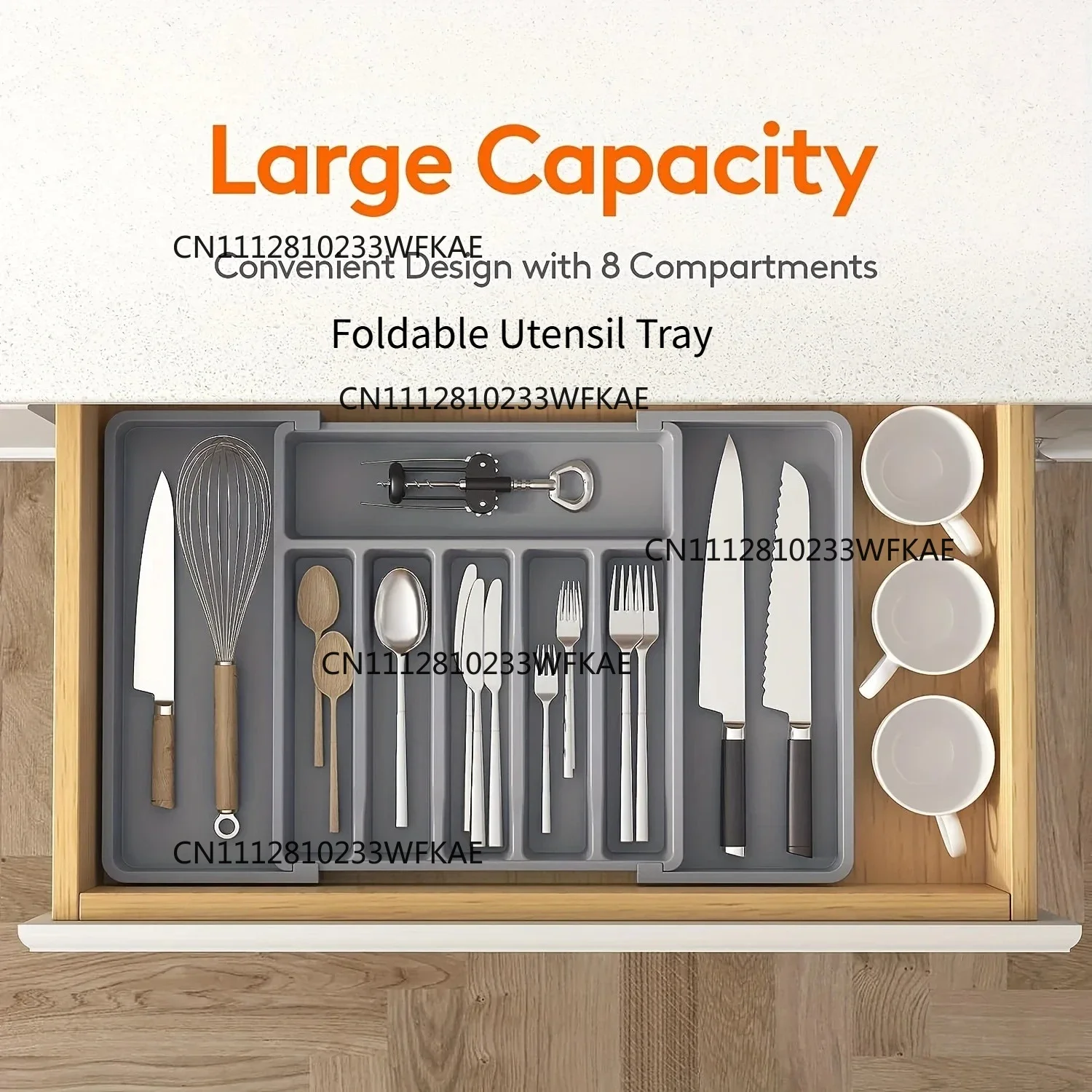 UpgradedAdjustable Cutlery Drawer Organizer Plastic Divided Storage Tray Space Saving Holder for Kitchen Knives Spoons Tableware