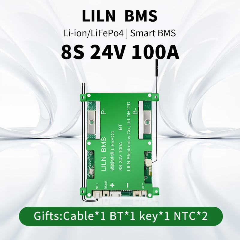 

LILN Smart BMS Lifepo4 Battery With Bluetooth 4S 12V 8S 24V 100A 150A 200A NTC BT Key Switch RS485 Function EV Energy Storage