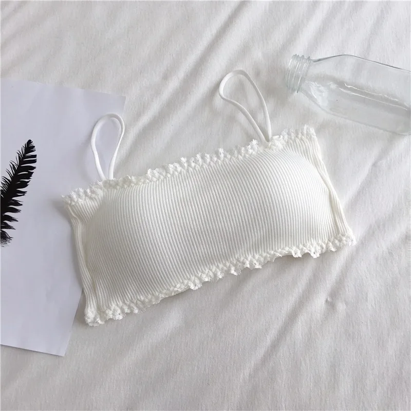 Soutien-gorge tubulaire en coton pour femmes, sous-vêtement à bretelles, beau débardeur sans couture, confortable, Sport, hauts en dentelle