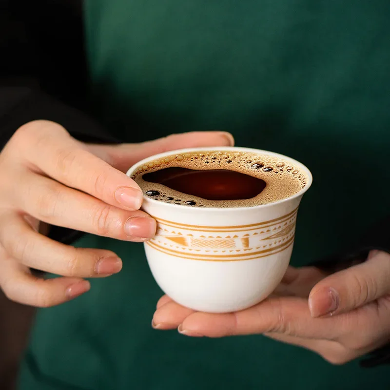 Middle East Style Mutton Fat Jade Dehua White Porcelain Demitasse Cup Tea Tasting Cup Home