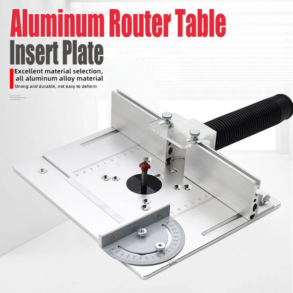Aluminium Router Table Insert Plate Woodworking Trimmer Electric Wood Milling Flip Plate With Miter Gauge for DIY Working Benche