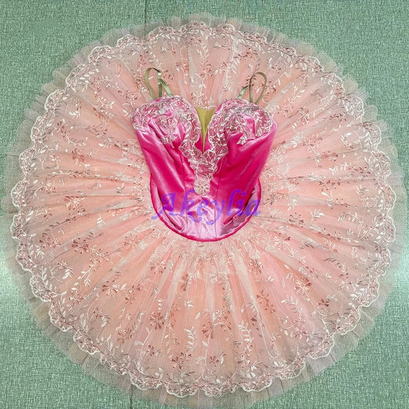 

Akeylia sleeping beauty professional ballet tutu women peach pink performance pancake tutu classical girls customized BLST20124