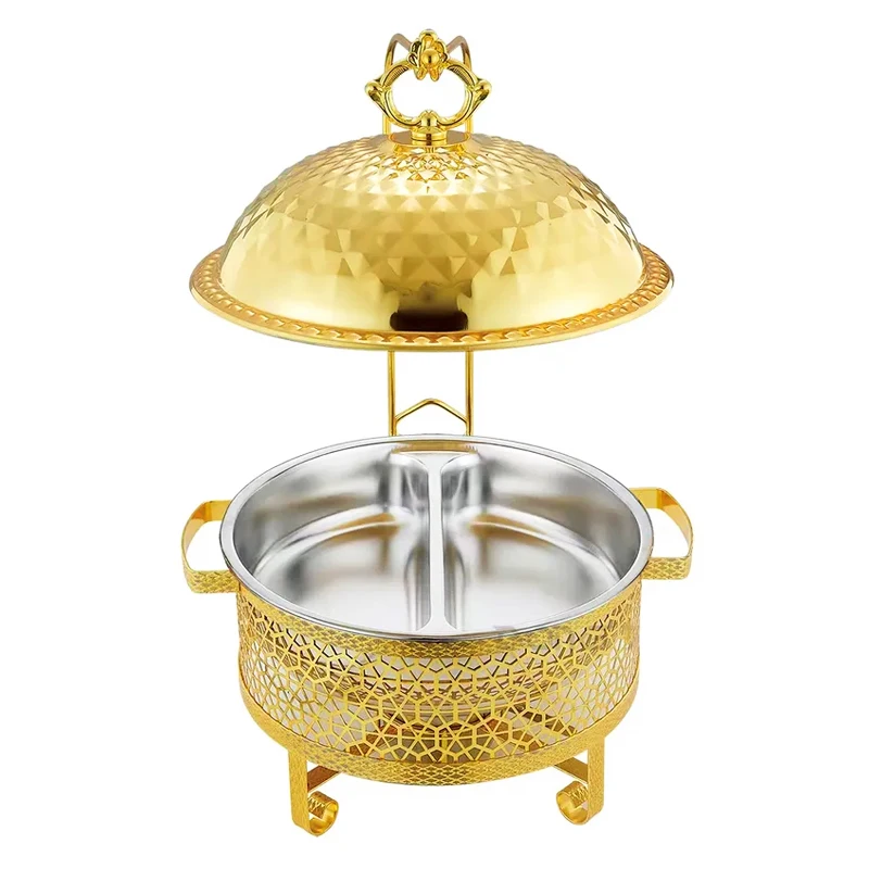 Hotel Restaurant Stainless Steel Chafer Wedding Food Warmer Catering Supplies Buffet Golden Hanging 8L/4.5L Luxury Chafing Dish