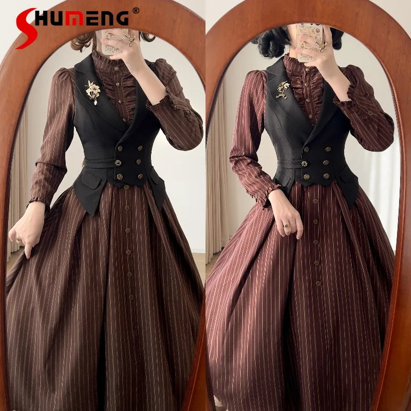 

Japanese Lolita Retro Sweet Cute Style Short Cool Waist-Cinching Suit Vest Double-breasted Lapel Waistcoat Y2k Clothes For Women