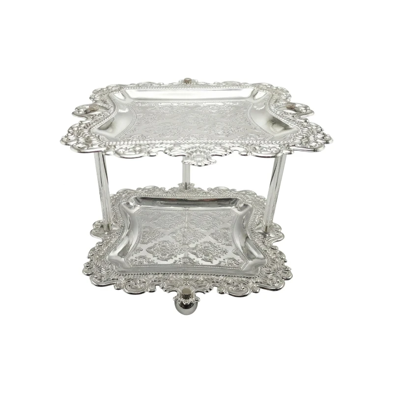 

LLMM multi-layer storage ornament creative electroplated silver premium storage tray living room dining table