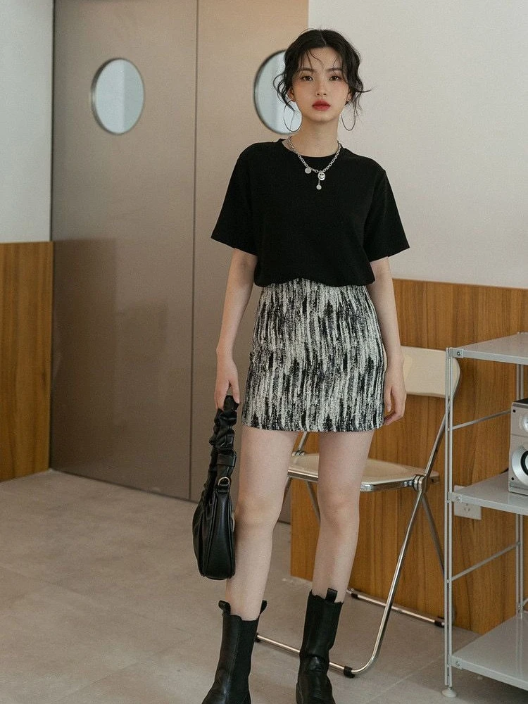 

Женская короткая юбка-карандаш с принтом под масляную живопись, с завышенной талией, облегающая, летняя, винтажная, 2026