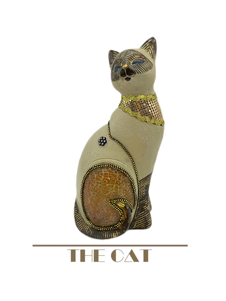 

Lucky Cat Southeast Asia Cat Statue Resin Decoration Porch Decoration TV Cabinet Bookcase Living Room Decoration