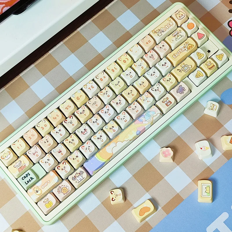MAO height five-sided sublimation process 142-key full set of mechanical keyboard keycaps - cute mouse Dudu