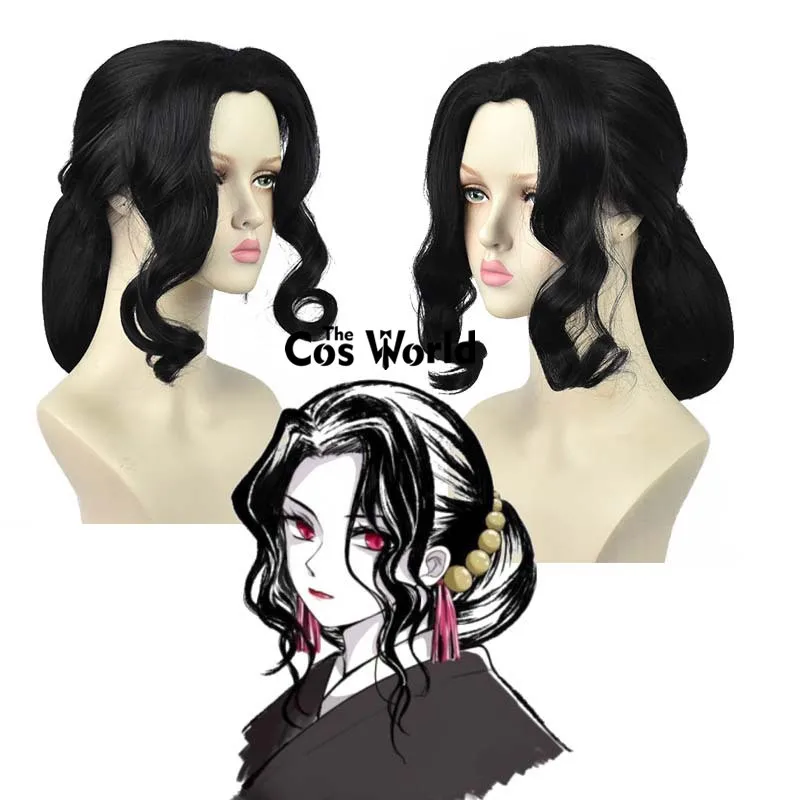 

Kibutsuji Muzan 35cm Short Anime Cosplay Wigs Fiber Heat Resistant Synthetic Hair + Wig Cap