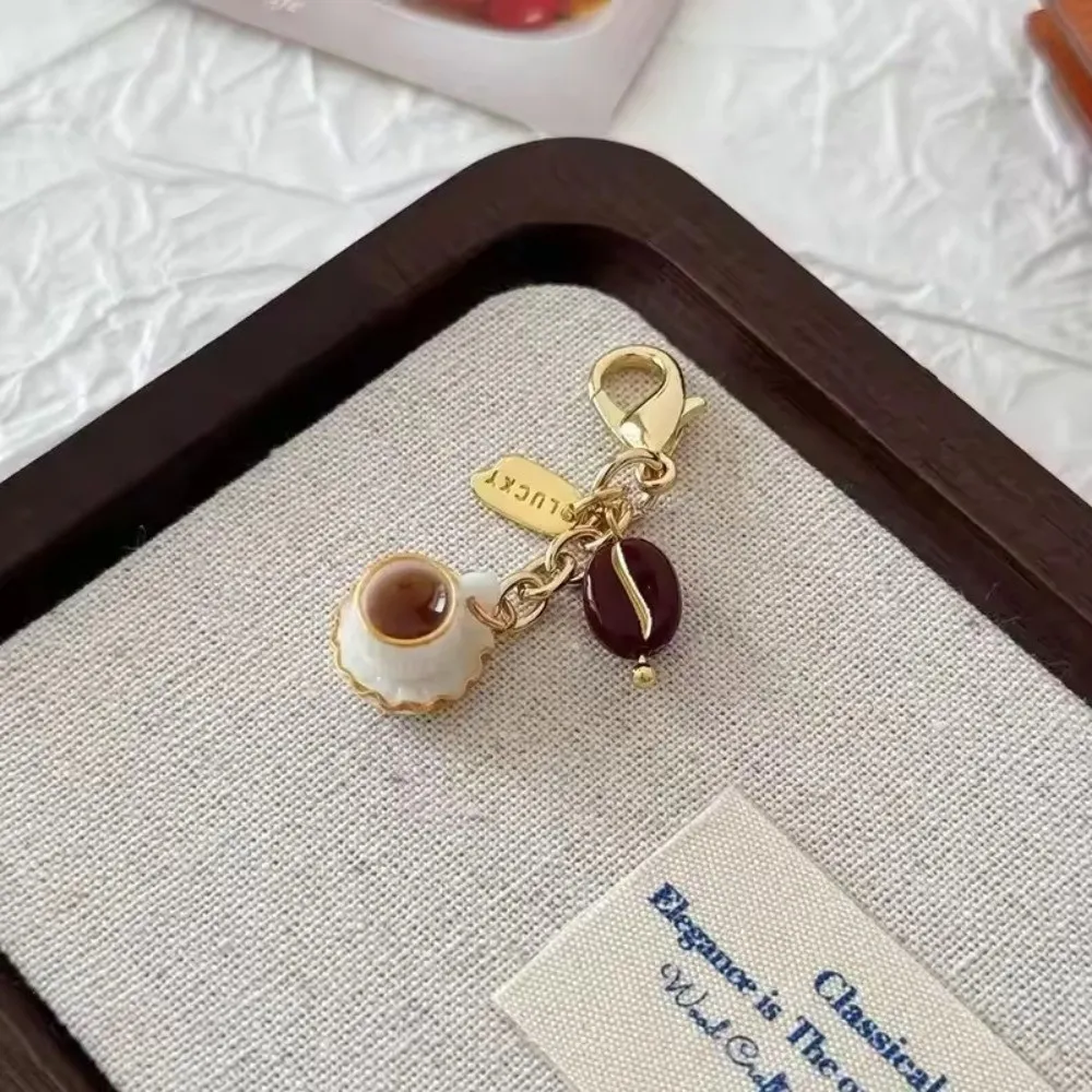 Fashion Unique Doughnut Bread Coffee Phone Charm Cute Creative Phone Strap Luxury Phone Case Keychain Bag Phone Accessories