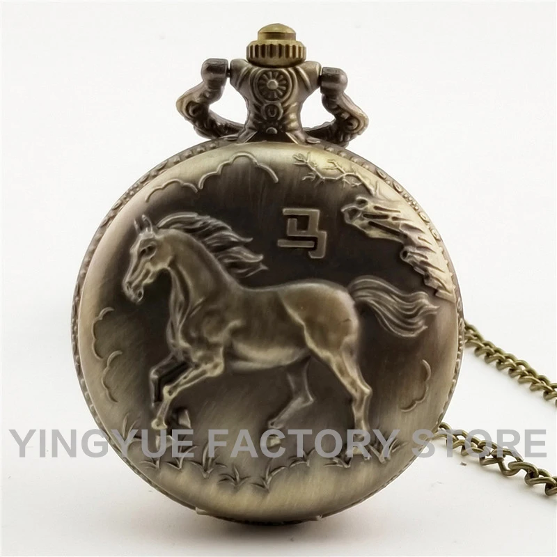 12 Zodiac Constellation Carving Quartz Pocket Watch for Men Women Vintage Luxury Engraved Fob Chain Clock for Man Birthday Gifts