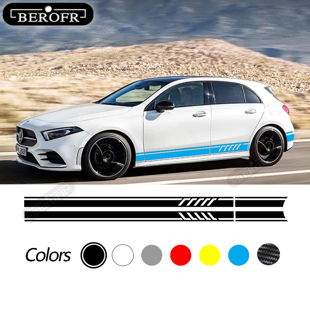 Car Door Side Stripe Skirt Decals Stickers Film For Mercedes Benz A Class W176 W177 A45 A180 A200 A220 A250 X117 AMG Accessories