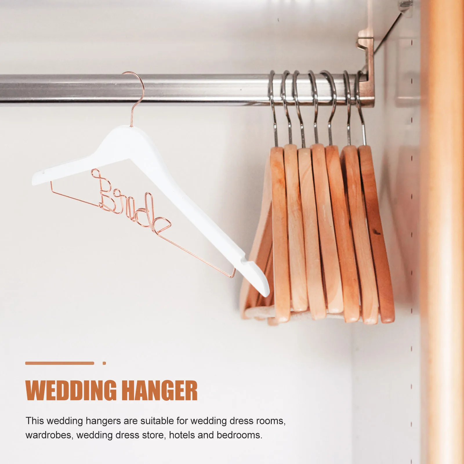 

1pc Wedding Dress Hanger Wooden Formal Clothing Hanger Nonslip Side Slots For Gown Storage Iron Wire Hanging Rack Wedding