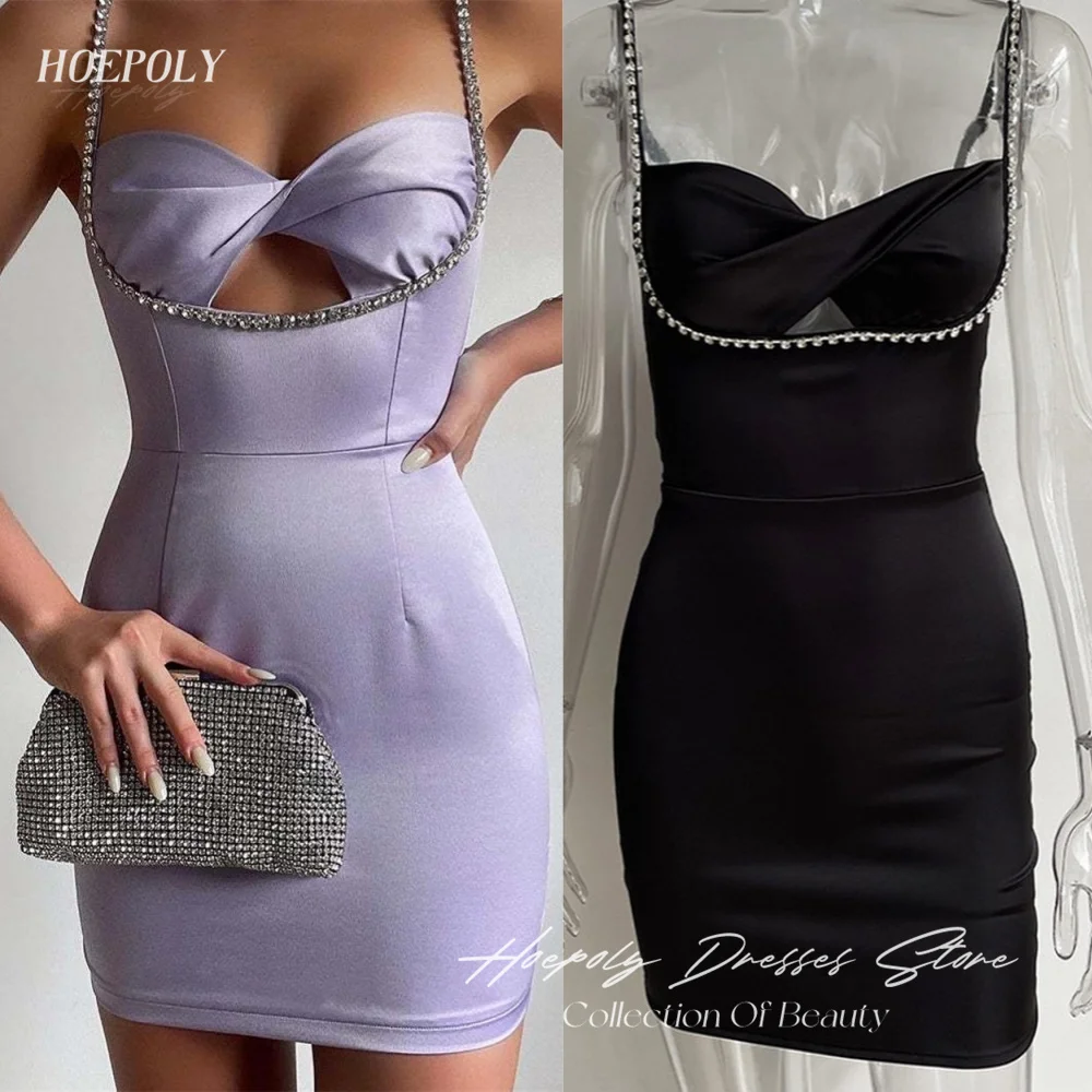 

Hoepoly Spaghtti Strap Prom Dress Mini Dress With Shiny Sequined USA Euro Evening Summer Party Dress For Charming Women 2023