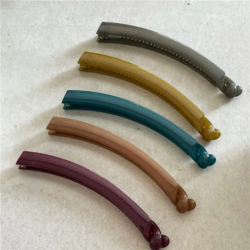 Fashion Korean Style Amber Acrylic Hair Barrette 1cm Thin Banana Hair Clip Women Simple Solid Hair Claw Ponytail Clip Headwear