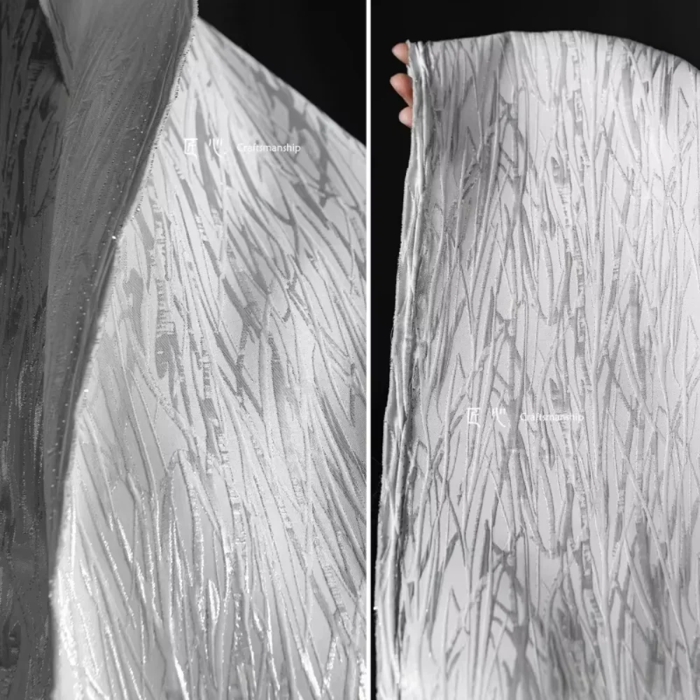 

Жаккардовая ткань с серебряной нитью для креативной сумки, модельер одежды, Apaprel, ткань для шитья своими руками на метр, материал