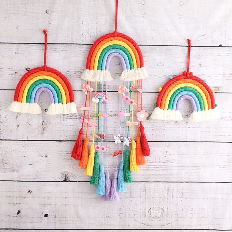 

Enhance Your Space: Dreamcatcher with Rainbow Tassels - Creative Home Ornament and Woven Tapestry for a Whimsical Touch