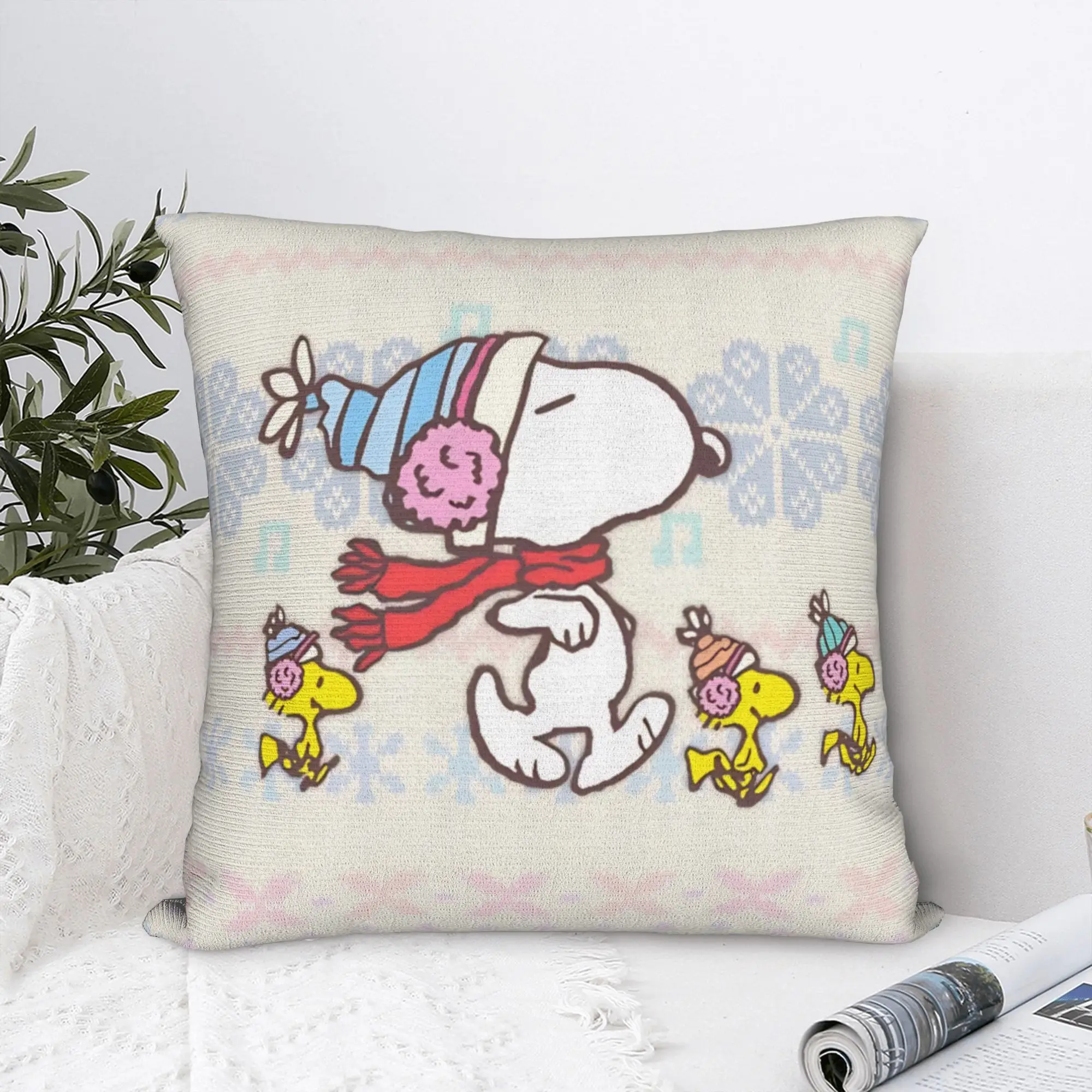 S-Snoopys Xmas Christmas Tree Square Pillowcases Polyester Sofa  Cushion Case Cool Decor Throw Pillow Case 40*40