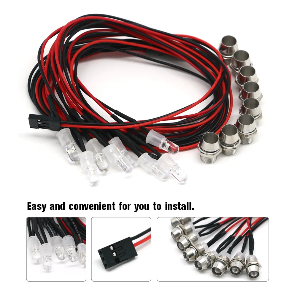 2/3/4/6/8 Lichter 70 cm Länge RC LED Nacht Scheinwerfer Scheinwerfer 3/5mm LED Licht für Modell Drift Crawler Auto Für RC Auto – Detail 4